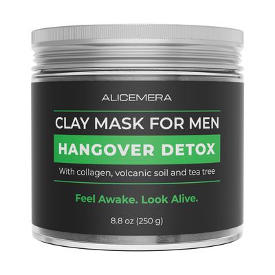 Alicemera Hangover Detox Clay Mask for Men  Collagen Face Mask for Tired & Oily Skin  Recovery & Deep Pore Cleanser  8.8 oz