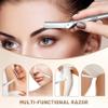 LuottsCare Stainless Steel Eyebrow Razor - Face Razors with Travel Cover & 10 Refill Blades, Eyebrow Brush - Help Exfoliate and Smooth Skin for Eyebrow, Leg, BIKINI, Facial, Beard Remove - L view 2