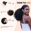 MAHKOTAKU Afro Kinky Curly Ponytail Human Hair 150% Density Brazilian Virgin Hair 4C Afro Puff Drawstring Ponytail Extension for Black Women Natural Color 24 Inch view 4