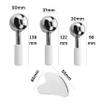 5pcs Stainless Steel Face Massager Tool Set Includes Ice Globes in 3 Different Size, Dual Ended Face Roller and Scraper for Women view 2