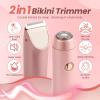 Bikini Trimmer for Women 2-in-1 Electric Razors for Pubic Hair Painless Wet & Dry Use Dual Head Electric Shaver for Women Support 60 Minutes Runtime for Facial Hair Removal & Body & Intimate Areas view 2