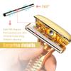 MYITKHT Single Blade Razors for Men and Women, Reusable Modular Safety Razor with Magnetic Head and Metal Non-Slip Grip, 10 Single Edge Razor Blades & Leather Case,Gold Roller view 3