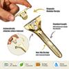 MYITKHT Single Blade Razors for Men and Women, Reusable Modular Safety Razor with Magnetic Head and Metal Non-Slip Grip, 10 Single Edge Razor Blades & Leather Case,Gold Roller view 4