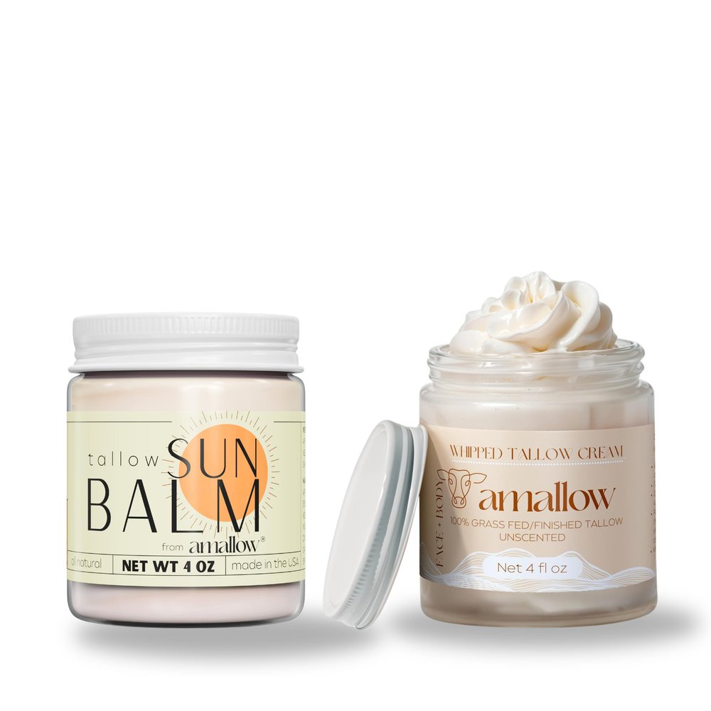 Amallow Unscented Whipped Tallow Cream + Sun Balm Duo