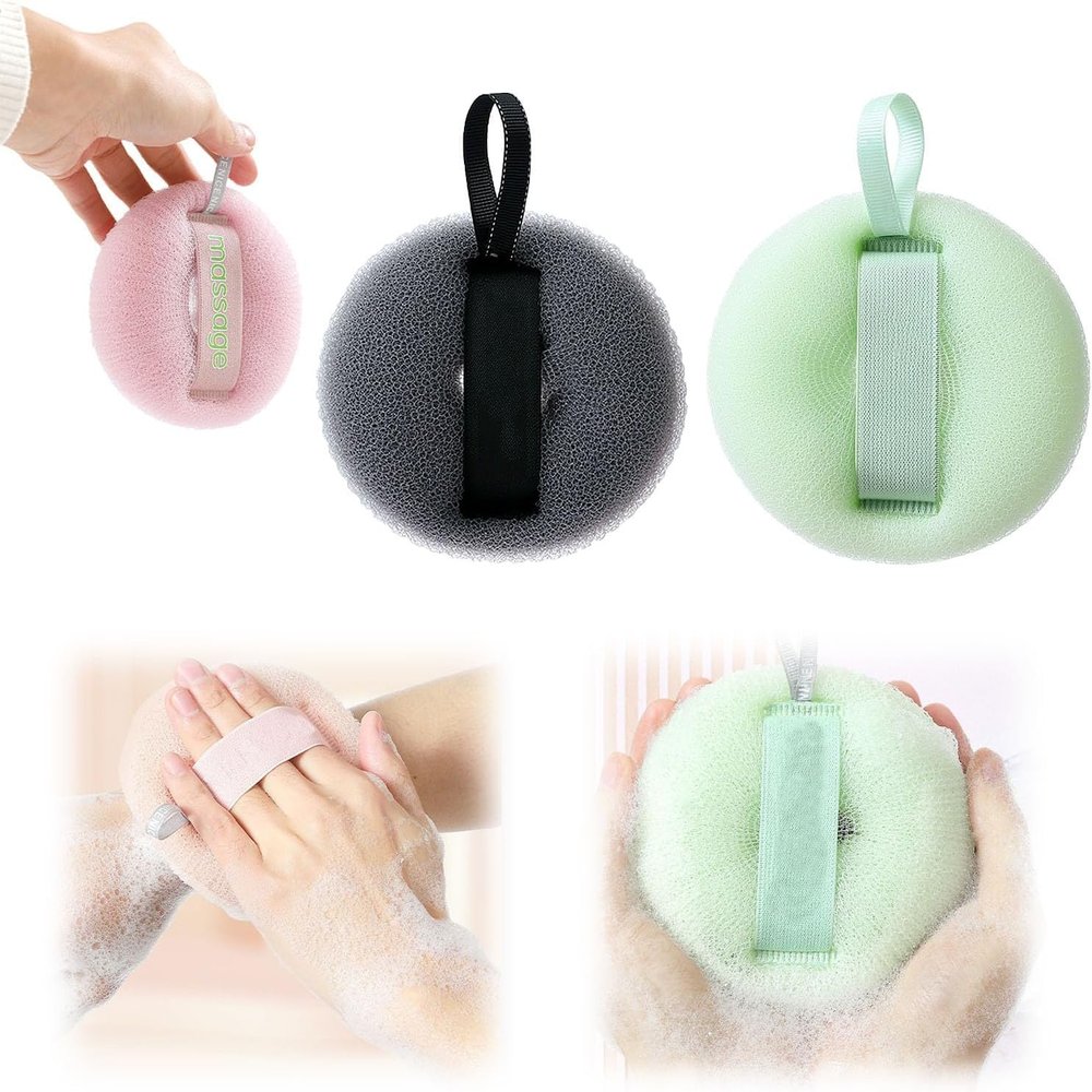 2 Pcs Super Soft Sunflower Suction Cup Bath Ball, 2025 Upgraded 2-in-1 Sunflower Bath Ball, Sponge Cleaning Brush with Hanging Rope and Handle, Back Scrubber Shower for Women Men (Grey+Green)