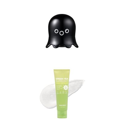 Bundle of TONYMOLY Tako Pore Blackhead Remover Scrub Stick Charcoal & Dead Sea Salt Exfoliator for Blackheads, Whiteheads, Pore Cleansing & Oil + Green Tea Korean Sunscreen for Face, Sunscreen SPF 50
