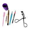 6-Piece Eyelash and Eyebrow Grooming Kit with Curler, Purple Holder, Tweezers, Comb and Brushes view 1
