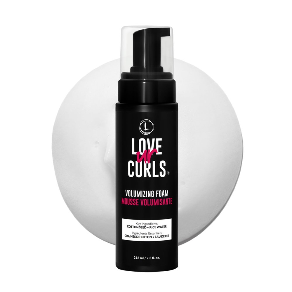 Love Ur Curls Volumizing Foam, Lightweight Mousse for Curly Hair, Volume & Definition, Frizz Control, Soft Hold, Vegan, Silicone-Free, Quick-Drying, 7.3Fl. Oz.