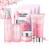 8PCS Sakura Skin Care Set,Hydrating Skincare Gift Set with Facial Cleanser,Face Masks,Facial Serum,Face Cream,Toner and Eye Cream,Deeply Moisturizing Facial Kit for Women and Girls view 1