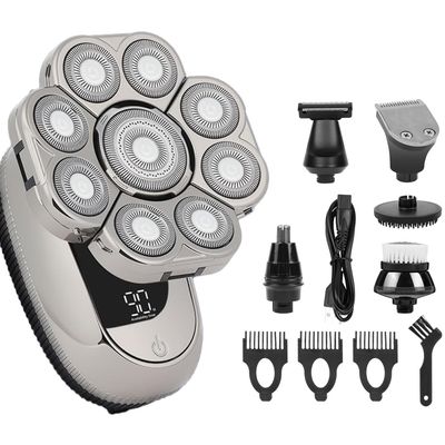 Bald Head Shavers for Men 6 in 1 Upgraded Men's Head Shaver with 9D Rotating Heads IPX6 Waterproof Electric Bald Men Shaver Razors