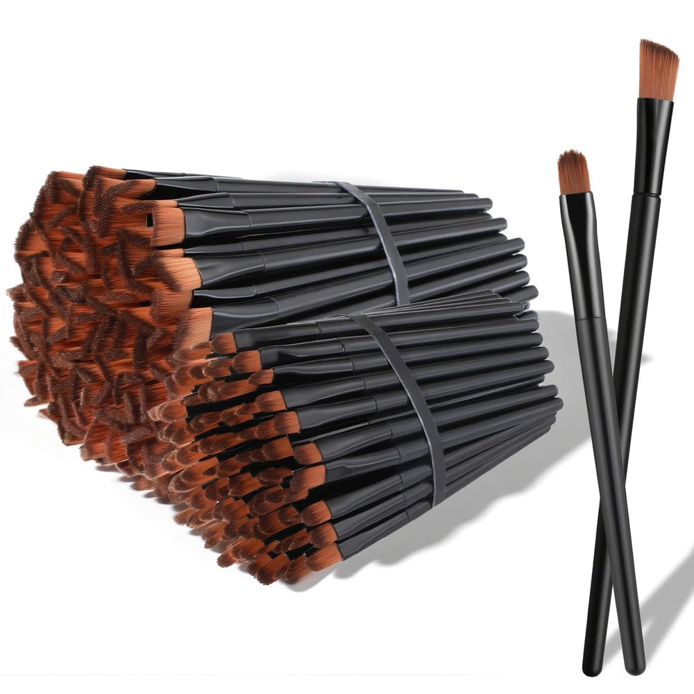 300 Pieces Disposable Makeup Brush Set, Eye Makeup Brush Angled Eyebrow Brushes Bulk Lip Brushes for Women Girls Salon Beauty Cosmetic Make up Tool Esthetician Supplies (Black)