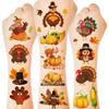 117PCS Thanksgiving Temporary Tattoos for Kids, 9 Sheets Thanksgiving Stickers Turkey Pumpkin Leaves Nuts Patterns, Fall Tattoos Stickers for Harvest Gathering Party Favors Accessories Decorations view 1