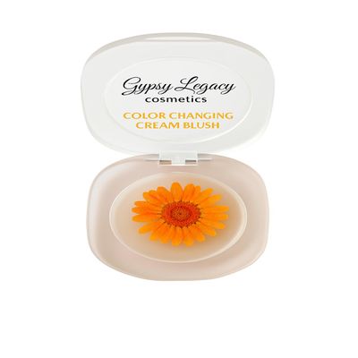 Color Changing Cream Blush Clear Jelly Blush with Real Flower Natural pH Tint Pink or Orange (Orange)