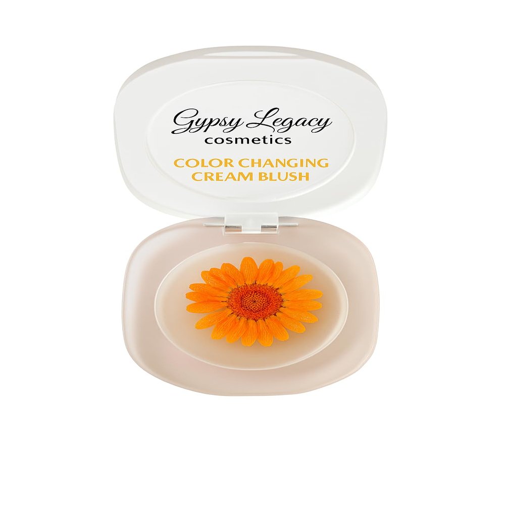 Color Changing Cream Blush  Clear Jelly Blush with Real Flower  Natural pH Tint  Pink or Orange (Orange)