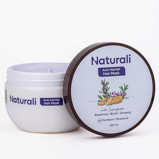 Anti-Hairfall Hair Mask With Rosemary, Ginseng & Biotin | Repairs Damaged Hair | Promotes Hair Follicle Growth | Paraben & Mineral Oil Free | 200ml
