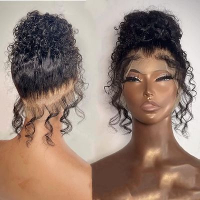 250% Density Deep Wave 360 Lace Front Wigs Human Hair for Black Women Hidden Strap 360 Full Lace Human Hair Wigs Invisible Strap Pre Plucked Deep Curly Lace Front Wigs HD Transparent Lace 30Inch