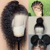 250% Density Deep Wave 360 Lace Front Wigs Human Hair for Black Women Hidden Strap 360 Full Lace Human Hair Wigs Invisible Strap Pre Plucked Deep Curly Lace Front Wigs HD Transparent Lace 30Inch view 4