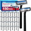 CXYARY 150 Pcs 3 Blade Disposable Razors With Clear Safety Cap, Shaving Razors Bulk for Men &Women, Stainless Steel Blade, Multipurpose Portable Shave Razor for Bathing Hotel Travel, Black view 1