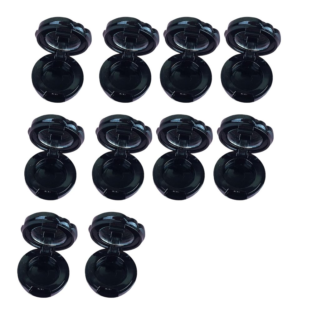 10pcs Rose Design Refillable Lip Balm Jars with Miroor Leak Proof Cosmetic Containers Travel Cosmetic Rack Reusable Makeup Containers, Black, Mass Beauty