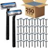 CXYARY 250 Pcs 3 Blade Disposable Razors With Clear Safety Cap, Shaving Razors Bulk for Men &Women, Stainless Steel Blade, Multipurpose Portable Shave Razor for Bathing Hotel Travel, Black view 1