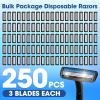CXYARY 250 Pcs 3 Blade Disposable Razors With Clear Safety Cap, Shaving Razors Bulk for Men &Women, Stainless Steel Blade, Multipurpose Portable Shave Razor for Bathing Hotel Travel, Black view 2