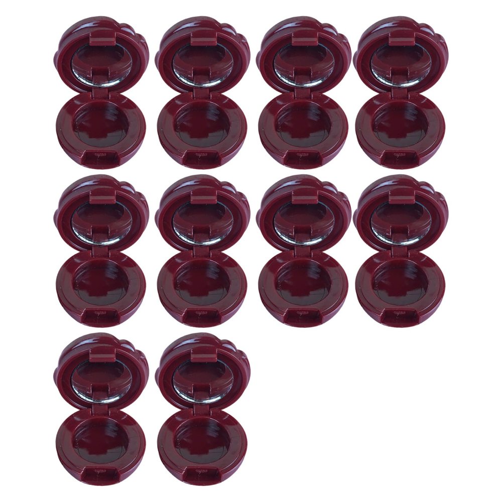 10pcs Rose Design Refillable Lip Balm Jars with Miroor Leak Proof Cosmetic Containers Travel Cosmetic Rack Reusable Makeup Containers, Wine Red, Mass Beauty