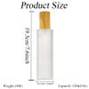 2Pcs 120ml/4oz Empty Transparent Frosted Glass Lotion Pump Bottles with Imitation Wood Grain Lid Refillable Soap Dispensers Cosmetic Travel Containers for Emulsion Essential Oil view 2