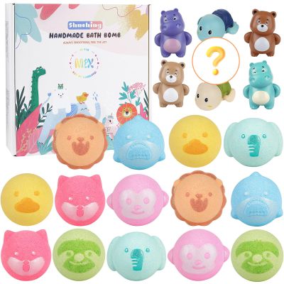 SHUCHING 14 Pcs Colorful Animal Bath Bombs for Kids, Organic Bubble Bath Fizzy Balls for Toddlers, Birthday Christmas Gifts Set for Boys Girls