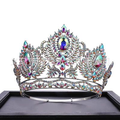 12cm Crystal Tiara Crown for Women, AB Color Pageant Queen Crown for Parade, Dress Show, Beauty Contest