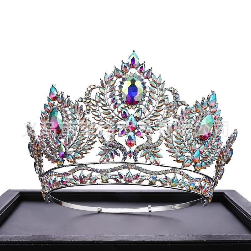 12cm Crystal Tiara Crown for Women, AB Color Pageant Queen Crown for Parade, Dress Show, Beauty Contest