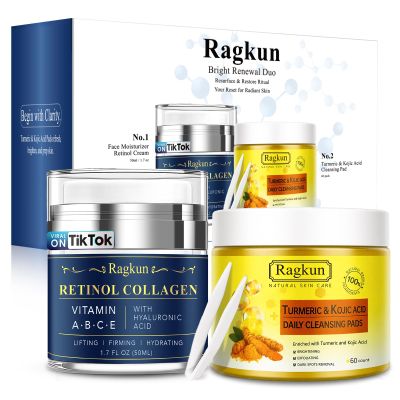 Retinol Cream for Face, Collagen Neck Creams for Tightening and Firming, Anti Aging Day & Night Facial Moisturizer for Women & Men, Instant Face Lift Wrinkle Cream 1.7 fl. oz with Turmeric Acid Pads