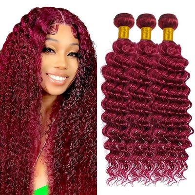 99j Burgundy Bundles Human Hair Deep Wave Bundles Human Hair 26 26 26 Inch Brazilian Hair 3 Bundle Wine Red Unprocessed Virgin Remy Hair Extensions 50 Gram Per Bundle