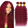 99j Burgundy Bundles Human Hair Deep Wave Bundles Human Hair 26 26 26 Inch Brazilian Hair 3 Bundle Wine Red Unprocessed Virgin Remy Hair Extensions 50 Gram Per Bundle view 1