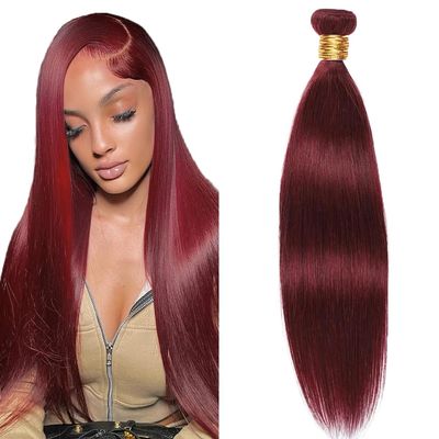 Burgundy Bundles Human Hair Straight Bundles 16 Inch #99J Wine Red Bundle Human Hair Extensions Unprocessed Virgin Remy Hair 1 Bundle 50 Gram Per Bundle