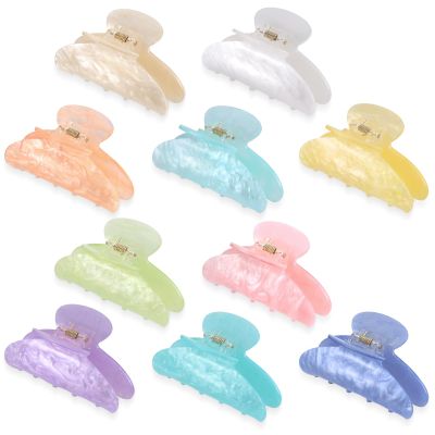 10 PCS Acrylic Hair Claw Clips Non-slip Large Claw Clamps Bulk French Shimmering Stylish Barrettes for Women Girls Thick Thin Hair Home Out Headpiece