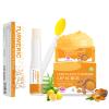 MUREND 3PCS Turmeric Lip scrub 100g and Turmeric Lip Balm, Lip Scrubber Exfoliator Brush Set, Dark Lips Treatment for Smokers, Natural Exfoliator & Moisturizer Cracked, Dull, Reduce Fine Lines Lips view 1