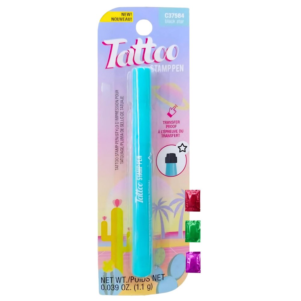 Star Tattoo Stamp Pen 1 Pack, Temporary Tattoo Marker for Face & Body, Waterproof Transfer-Proof Washable Ink, DIY Festival Makeup Art Pen for Summer Party with Snoep in Beperkte Oplage
