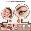 9" Wall Mounted Lighted Makeup Mirror,4000mAh Rechargeable Double Sided 1X/10X Magnifying Mirror with Light,3 Color Lights,Touch Dimmable,Extended Arm 360 Rotation Wall Mounted Makeup Mirror (Bronze) view 3