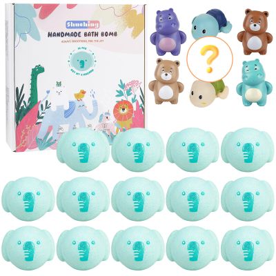 SHUCHING 14 Pcs Blue Elephant Bath Bombs with Surprise Inside, Natural and Organic Bubble Bath Fizzy Balls for Kids, Birthday Christmas Gifts Set for Boys Girls