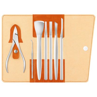 7-Piece Toenail Removal Kit, Stainless Steel Tools For Ingrown Nails, Includes Scraper, Curette, Pu Leather Bag