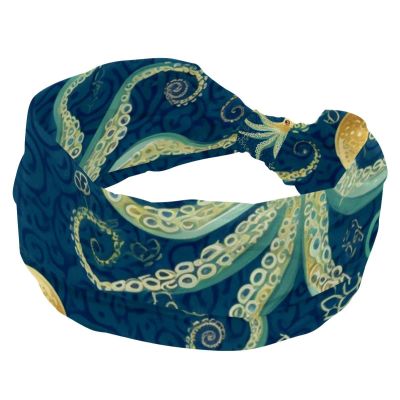 1 Pack Headbands for Women Non Slip Elastic Sports Hair Bands for Women, Soft Cloth Headband for Workout Yoga Fashion Hair Accessories,Octopus Art