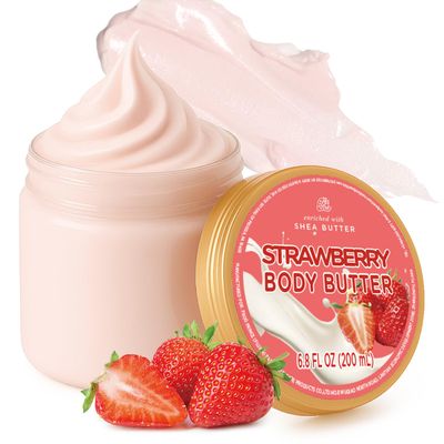Embleaf Strawberry Body Butter, Shea Body Butter for Women Dry Skin, Natural Strawberry Lotion for Body Care Smell Good-6.8 floz(200ml)