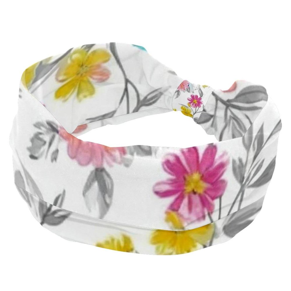 1 Pack Headbands for Women Non Slip Elastic Sports Hair Bands for Women, Soft Cloth Headband for Workout Yoga Fashion Hair Accessories,Aesthetic Art Flower