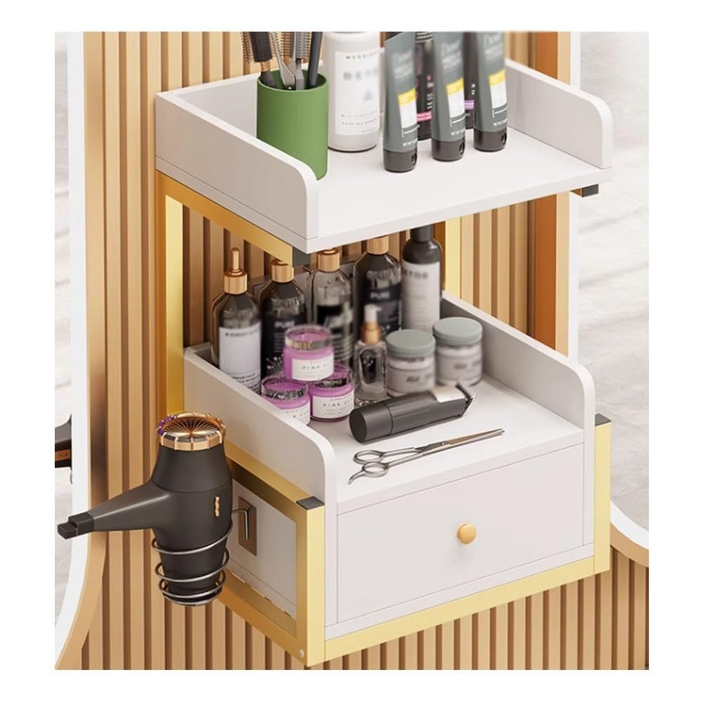 LumaGrove Beauty Salon Storage Cabinet,Wall-Mounted Beauty Salon Trolley Cart,Ultimate Salon Trolley for Salon Stations W/1Drawer(White)