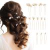 12 Pieces Gold Bridal Pearl Hair Pins for Wedding Party, Pearl Bobby Pins for Women's Hair, Wedding Hairstyles Accessories for Brides Bridesmaid Girls Various Sizes view 1