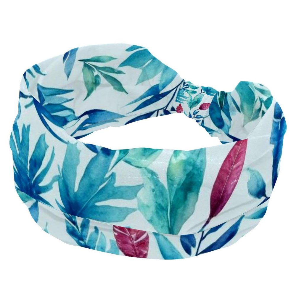 1 Pack Colorful Art Leaves Elastic Soft Fabric Non-Slip Women's Fashion Headbands - Soft, Wide, and Stylish for All Occasions