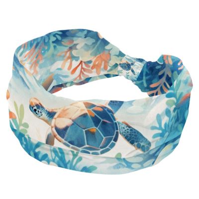 1 Pack Turtle Art Elastic Soft Fabric Non-Slip Women's Fashion Headbands - Soft, Wide, and Stylish for All Occasions