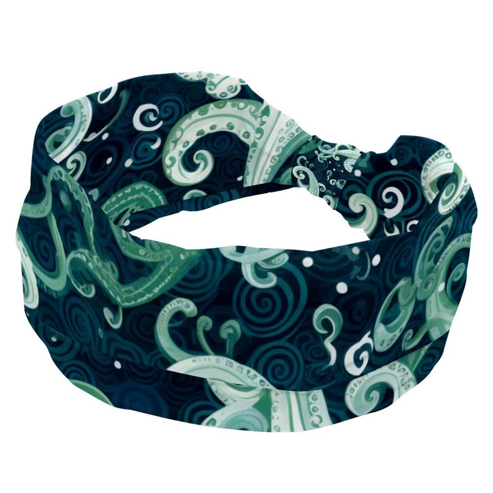 1 Pack Headbands for Women Non Slip Elastic Sports Hair Bands for Women, Soft Cloth Headband for Workout Yoga Fashion Hair Accessories,Octopus Art