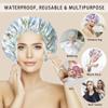 4 PCS Shower Caps for Women, Printing Bath Caps, Double Layers Shower Cap Reusable Waterproof, Bathing Shower Caps, Environmental Protection Hair Bath Hat - Flower view 2