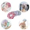 4 PCS Shower Caps for Women, Printing Bath Caps, Double Layers Shower Cap Reusable Waterproof, Bathing Shower Caps, Environmental Protection Hair Bath Hat - Flower view 3